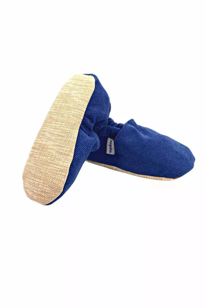 Темно-синий вельветовый хлопок нескользящие детские пинетки первого шага