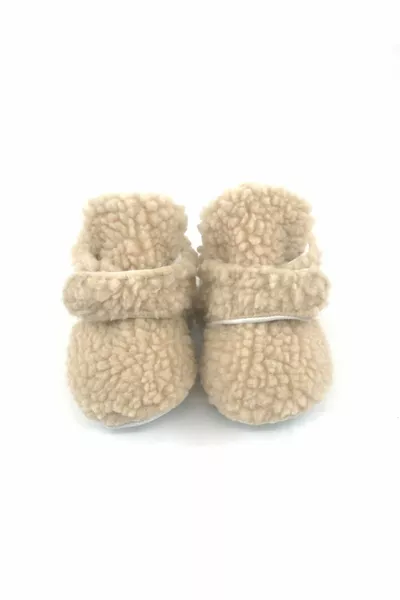 СПЕЦИАЛЬНАЯ СЕРИЯ МЕХОВАЯ, VELCRO, БЕЖЕВАЯ УНИСЕКС ДЕТСКАЯ ОБУВЬ, ПИНЕТКИ, БРЮКИ