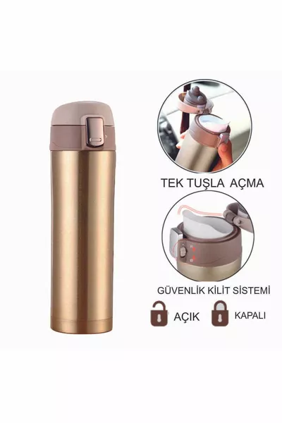 Sealed stainless steel ml double layer thermos with personalized name printed lock system