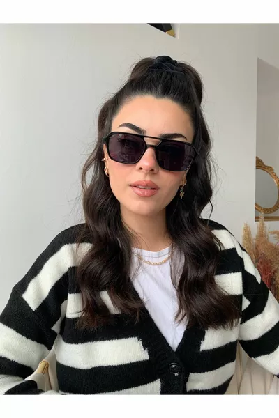 Unisex Black Vintage Bone Sunglasses