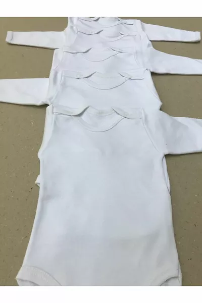 Lange Mouw Snap Baby Badi Witte Kleur Zibın 5 Stuks 0 Tot  Maanden