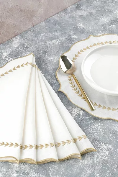 6 stuks geborduurd linnen American Service - linnen Supla