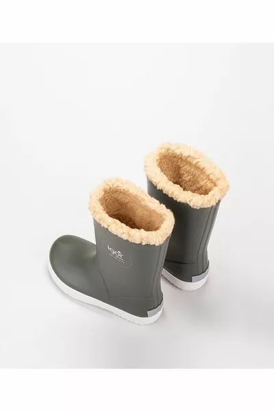 سبلاش Nautıco Borreguıto Kaki / أحذية المطر الفراء الكاكي للأطفال