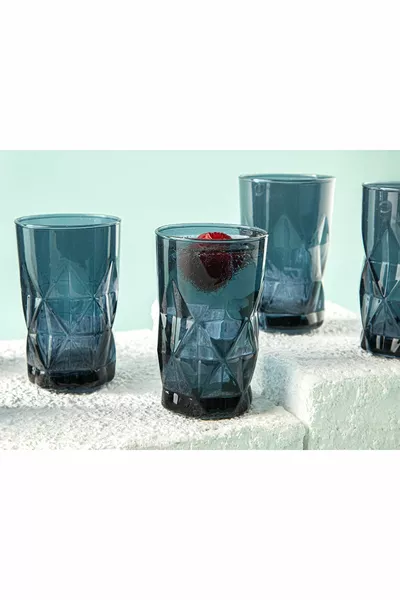 Sofia Glass 6 Pcs Coffee Side Water Glass  ml Navy Blue