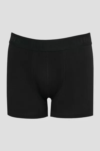 القطن مرنة العادية تناسب الأسود شعار بوكسر حزمة من 3