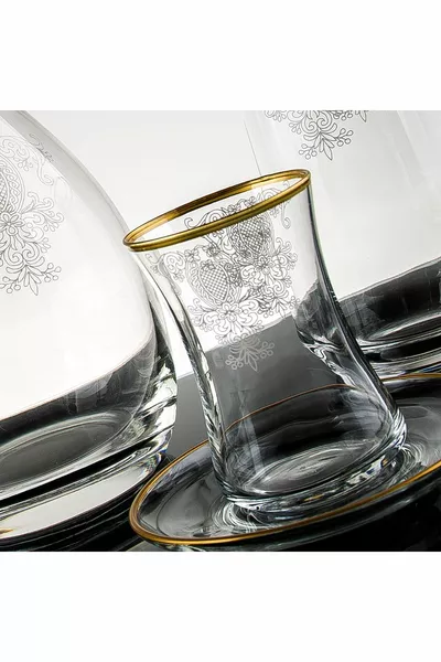  Pieces  Person Sude Gold Glass Water Set