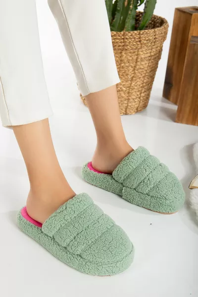 Pantofole da donna con suola silenziosa in lana Pantofole da casa al coperto