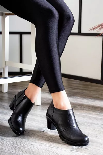 Сапоги из натуральной кожи черные женские кожаные сапоги 