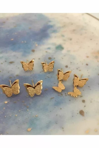 Women's 6-Piece Butterfly Combination Steel Earrings