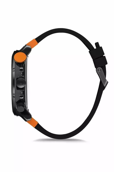 ساعة يد رجالية سوداء سيليكون 