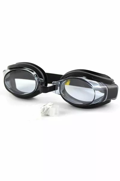 مجموعة من 4 نظارات سباحة من القماش بونيه مجموعة مع الأذن والأنف المكونات حمام السباحة نظارات البحر الأزرق الداكن