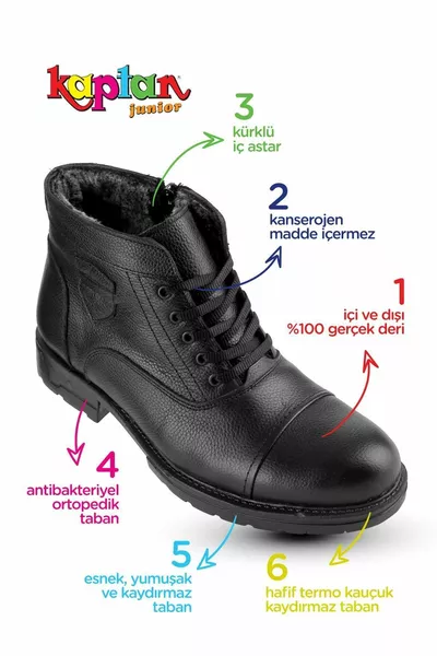 أحذية رجالية شتوية من الجلد الطبيعي مع فرو بالداخل