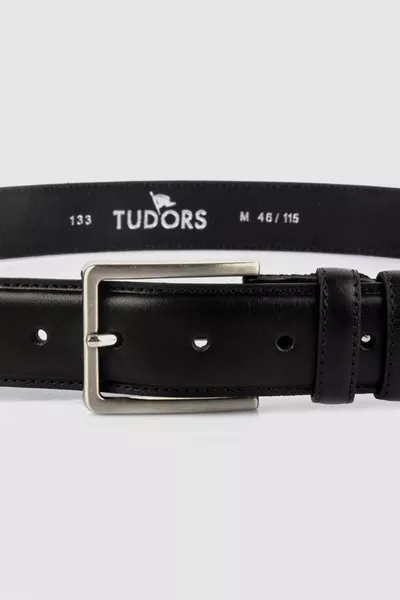 Men's % Genuine Leather 3.5 Cm Classic Black Belt