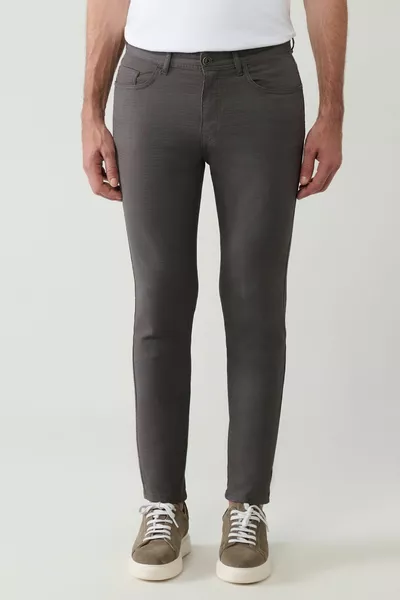 Anthrazitfarbene flexible 5-Pocket-Canvas-Hose für Herren 