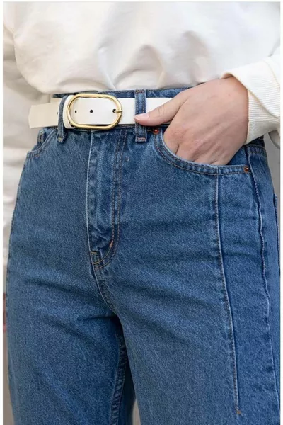 Ceinture blanche femme avec boucle dorée