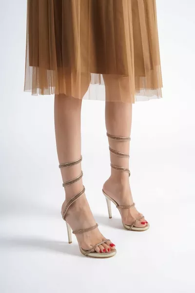 Etna Gold Stone Завязка на платформе Вечерние туфли на каблуке