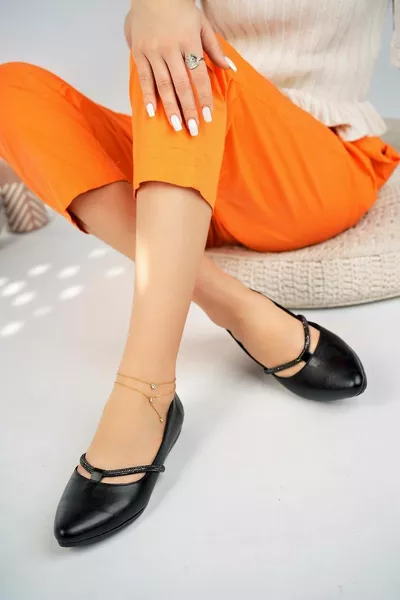 Zwarte Dames Stone Groot Formaat Casual Ballerina's - Zwart - 