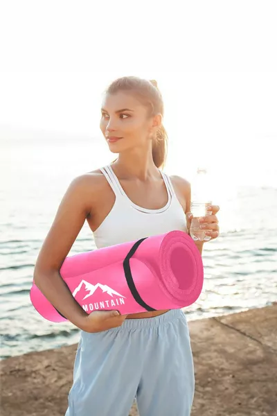 Tapis de yoga Pilates premium,Tapis de gym], Tapis d’exercice,Tapis de Pilates,Semelle antidérapante, cm  mm Rose