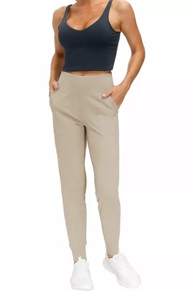 المرأة عالية الخصر اليوغا تشغيل تجريب الركض خفيفة الوزن بنطال رياضي