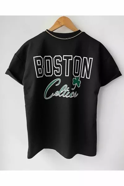 Herren Oversize bedrucktes Kurzarm-T-Shirt aus Baumwolle mit Rundhalsausschnitt