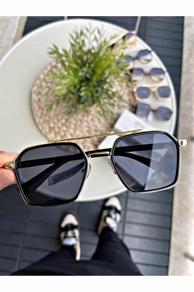 Sunglasses Women & Men  Glass Ce Certificated Gold Black w