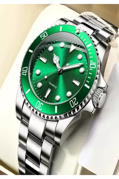 الرجال الفضة مخصص مربع حزام معدني ساعة اليد