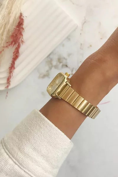 Hemera مينا فضية ذهبية معدنية ساعة يد نسائية