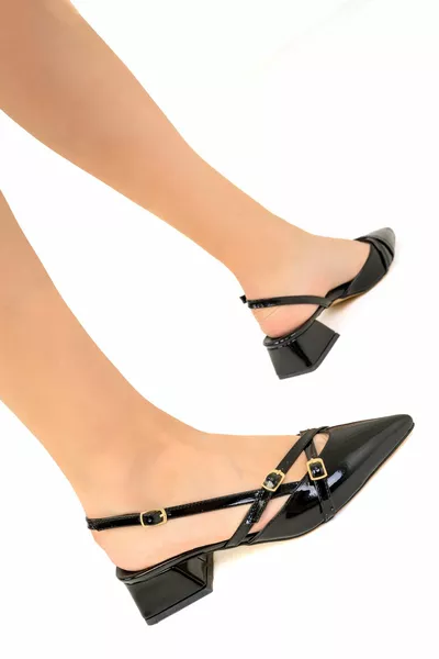 أسود براءات الاختراع جلد المرأة الكعب الكلاسيكي 