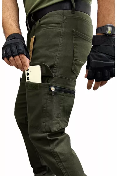 Men's Cargo Pants Tactical Slim Fit Khaki Green