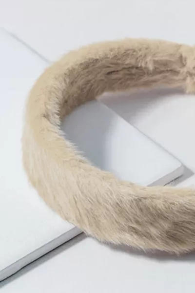 Corona da donna in peluche con piume beige