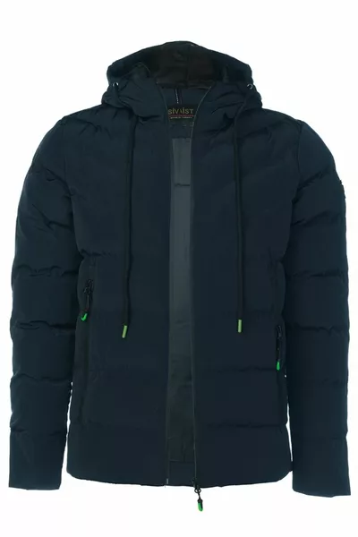 Uomo Blu Navy Acqua E Antivento Con Cappuccio Gonfiabile Spessi Migrogelli Cappotto & Cappotto