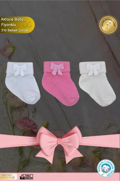 Детский носок с бантом из органического хлопка 0-2 лет