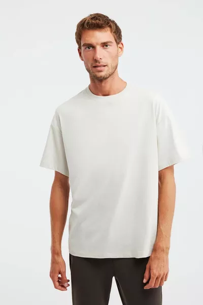 Jett Men's Oversize Fit % Cotton Thick Textured Stone Color T-shirt