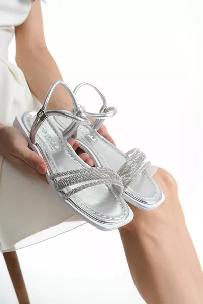 Robe de soirée en pierre d’argent pour femmes Casual-Wedding-Entertainment-Holiday Sandales