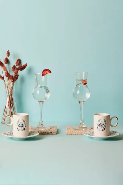 Mk Greco 6-pack coffee side water and liquor glass