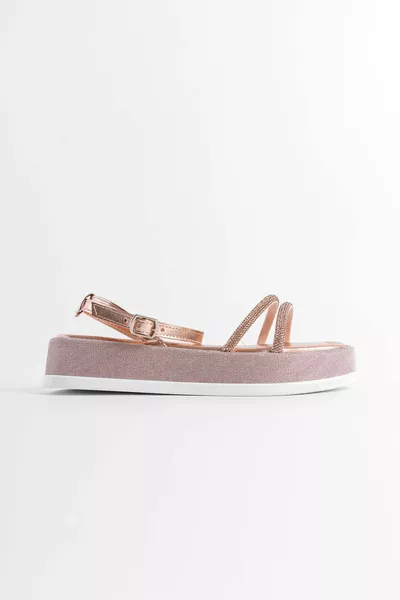 Женские босоножки на мягком каблуке и камнях с блестками