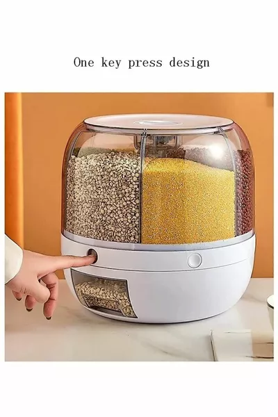 Капацитет 6 кг Стилове Храна и варива, Контейнер за съхранение, 6 отделения, Органайзер Въртящ се на  градуса