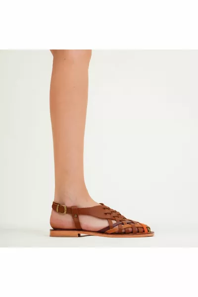 صنادل بدروم نسائية متعددة مصنوعة يدويا من جلد طبيعي - 