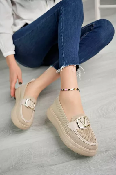 تريكو سميكة سلسلة وحيد معدني مشبك المرأة أحذية المتسكع عارية