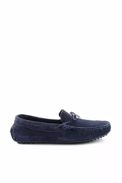 الأزرق الداكن من جلد الغزال جلد طبيعي الرجال أحذية المتسكع 