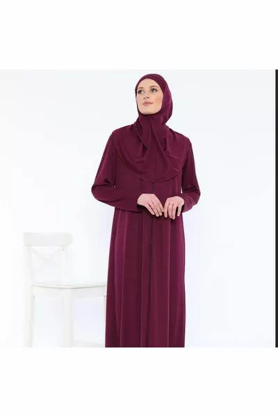 Gebedsjurk uit één stuk met rits marineblauw