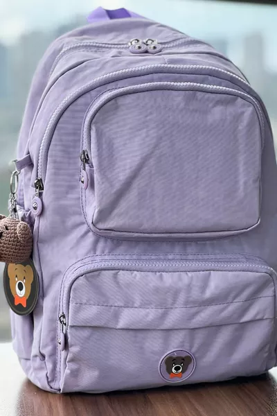 Fcstore Crinkle Fabric Impermeabile di medie dimensioni lilla clinkir zaino/laptop borsa da scuola