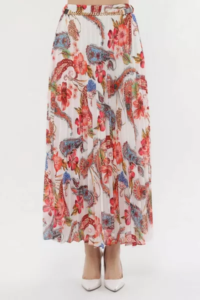 منقوشة الخصر مطاط اصطف مطوي الشيفون تنورة Qys