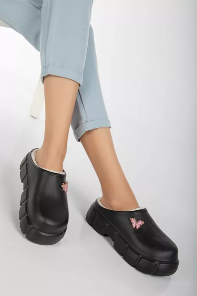 Pantofole interne da donna in pietra piumata Hera Comodo stampo chiuso anteriore invernale pantofole da ufficio a casa