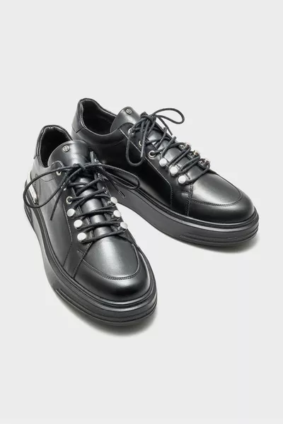 Sneakers da uomo in pelle nera