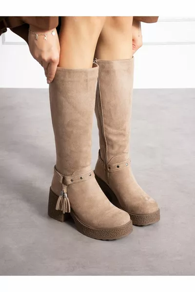 MİLES Mink Suede Tassel Detail Women's Boots