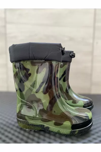 Вътрешна вълнена камуфлаж за момчета Ботуши за дъжд Мъжки ботуши за сняг Детски ботуши