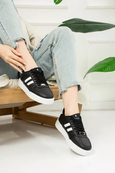 Повседневные унисекс черно-белые кроссовки на шнуровке повседневная обувь на толстой подошве спортивная обувь для ходьбы 