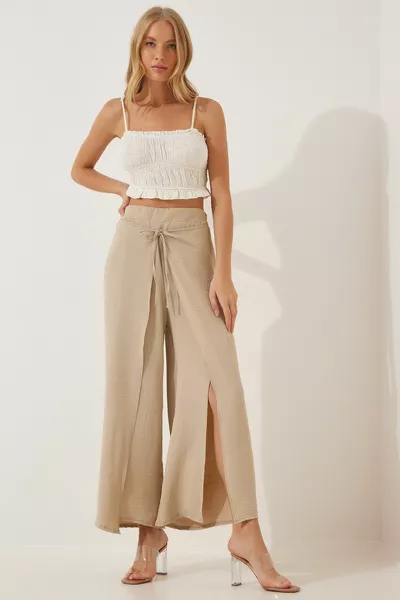 Damen Cremefarbener Rock Look Ayrobin Baggy Pants 