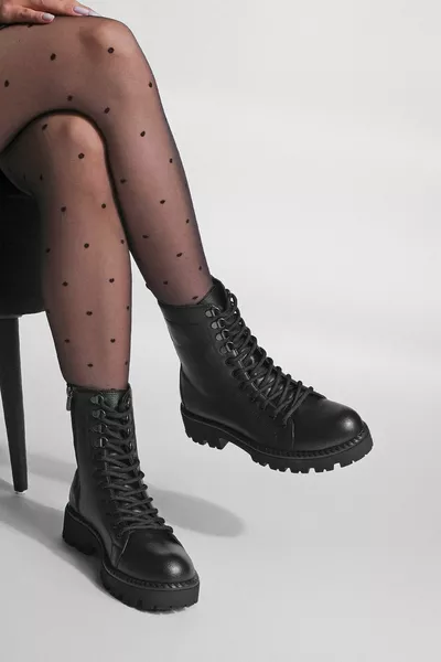 نسائي نعل سميك أحذية بريدية زوهين أسود